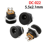 DC-022 5.5x2.1mm DC Power Female Socket Connector DC Plug Jack Screw Nut Interface Panel Mounting Socket Connector DC022 5.5*2.1