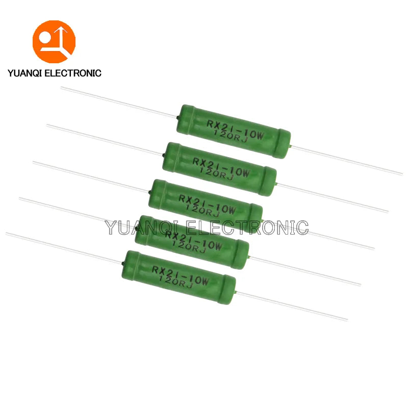 5PCS RX21 10W Wire Wound Resistance 5% 0.05 0.1 0.15 0.2 0.51 0.68 1 2 3 5.1 10 15 20 51 68 82 100 220 510 820 1K ohm Resistor