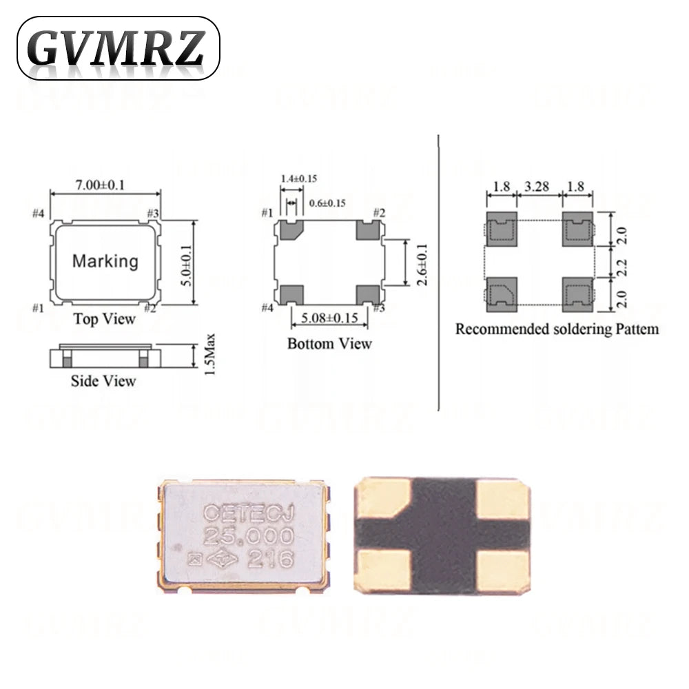 5PCS 5*7 5070 Active Crystal Oscillator SMD OSC 6Mhz 10Mhz 20Mhz 24Mhz 25Mhz 33Mhz 50Mhz 7050 New Crystal Oscillator 4PIN