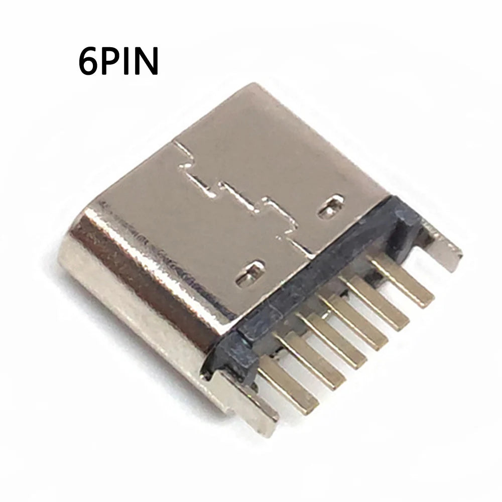 10pcs/lot 6 Pin SMT Socket Connector Micro USB Type C 3.1 Female Placement SMD DIP For PCB Design PD High Current Fast Charge