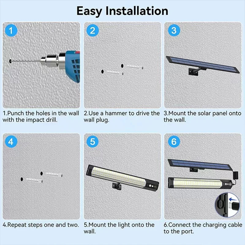 316/158 LED Solar Light Bar Outdoor 7 Mode Motion Sensor Separate 1/2Head Lamp with 3 Meter Wire Street Wall Lights Garage Yard
