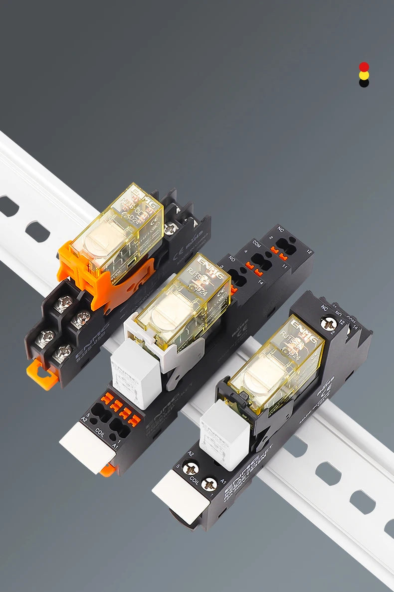 Thin-Flat Intermediate Relay 1NO1NC/2NO2NC 8A 24VDC | Compatible with  RJ1S-CL-D24 & RJ2S-CL-D24 | DIN Rail Relay for Contro