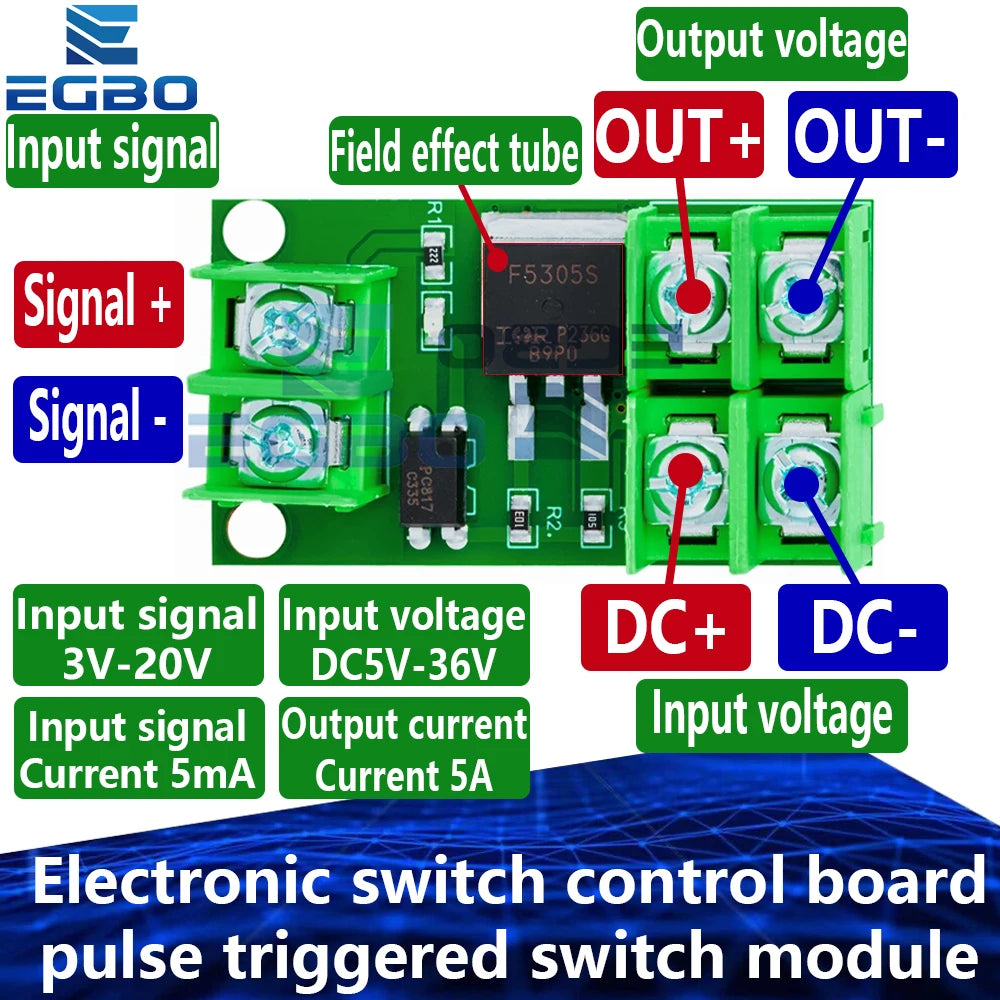 1PCS EGBO Electronic switch control board, pulse triggered switch module, DC controlled MOSFET optocoupler