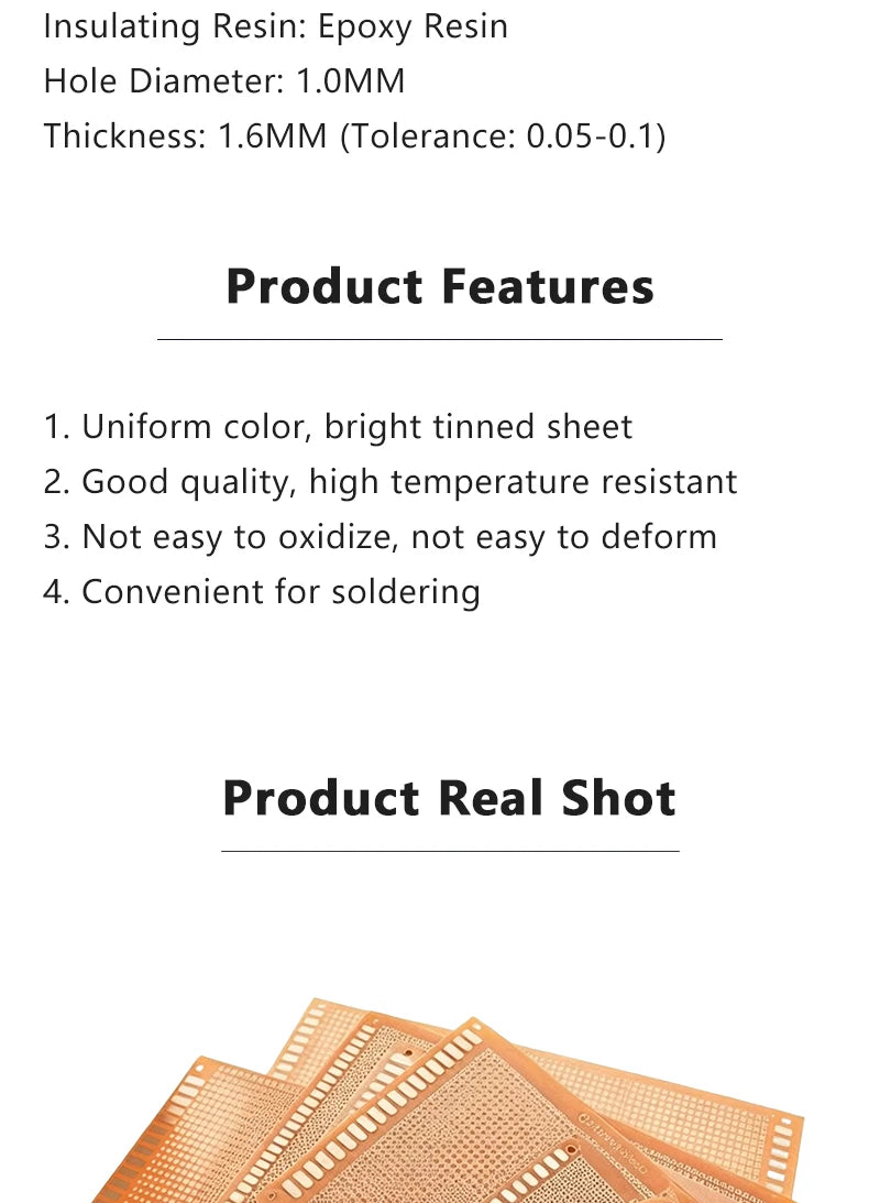 2.54mm Pitch Bakelite Universal Perfboard Stripboard Multipurpose Prototype Circuit Board Easy Soldering Single Sided DIY