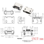 10PCS Micro USB 2P 5P Jack Charging Port Plug Dock Charger DIP SMD For Phone Tabletels Speakers Etc Port Socket Power Connector