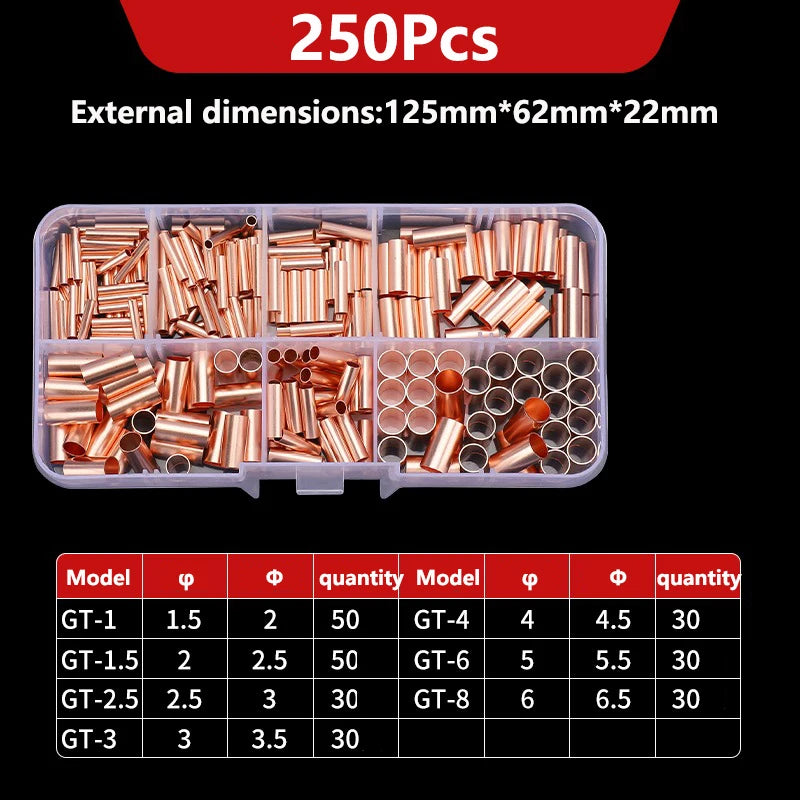 Copper Connecting Pipe GT Small Copper Tube Cable Intermediate Joint Cold Pressed Wire Crimping Terminal Quick Docking Connector