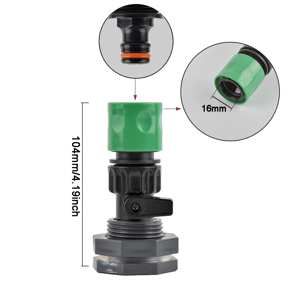 Rain Barrel Overflow Kit, 3/4 Inch Rain Barrel Valve, Barbed Fittings Connectors Tee Elbow Water Pipe Fittings