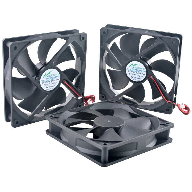 120mm Axial Flow Cooling Fan 2-Pin DC5V/12V/24V Compatible with ACP12025 Power Frequency Converter for Chassis