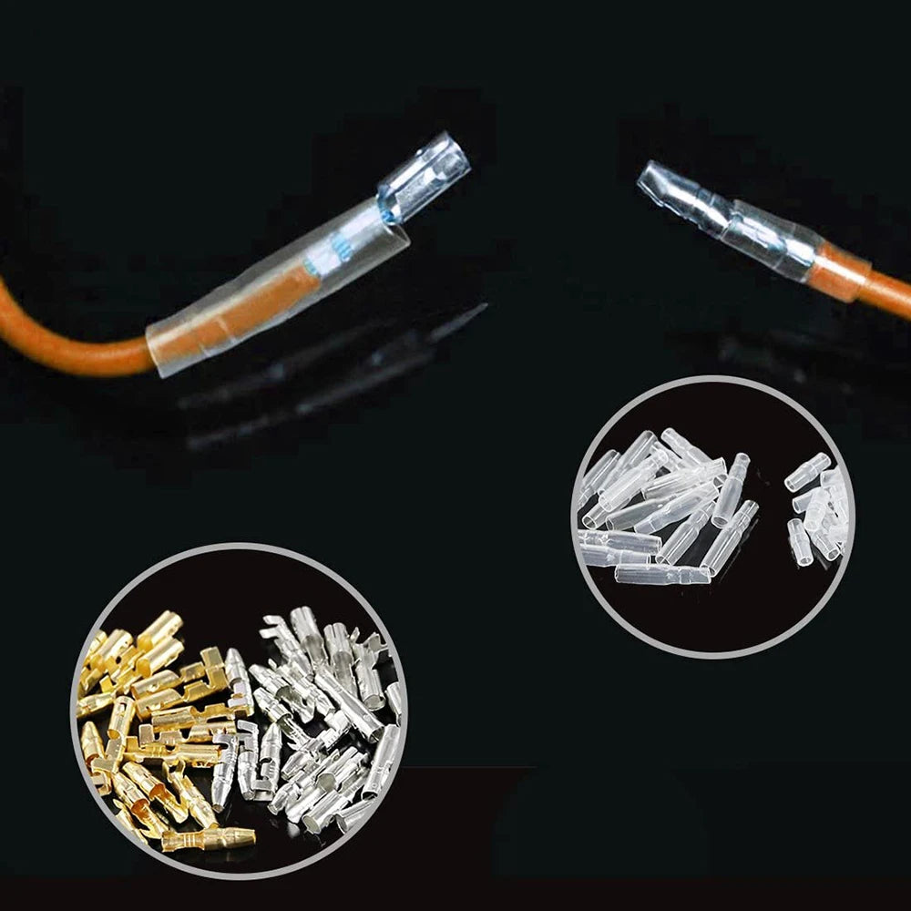 240pcs 3.9mm Brass Male Female Bullet Terminal Wire Connector Blocks with Insulation Sleeves for Car Truck Motorcycle Bike