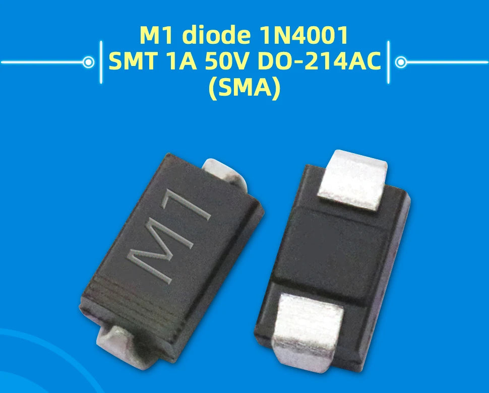 20PCS M1 M2 M4 M7 S4 SMA 1A 1N4001 4002 4004 4007 SS12 SS310 RS1M RS2M ES1D ES1J US1M SMD Schottky Rectifier Diode DO-214AC