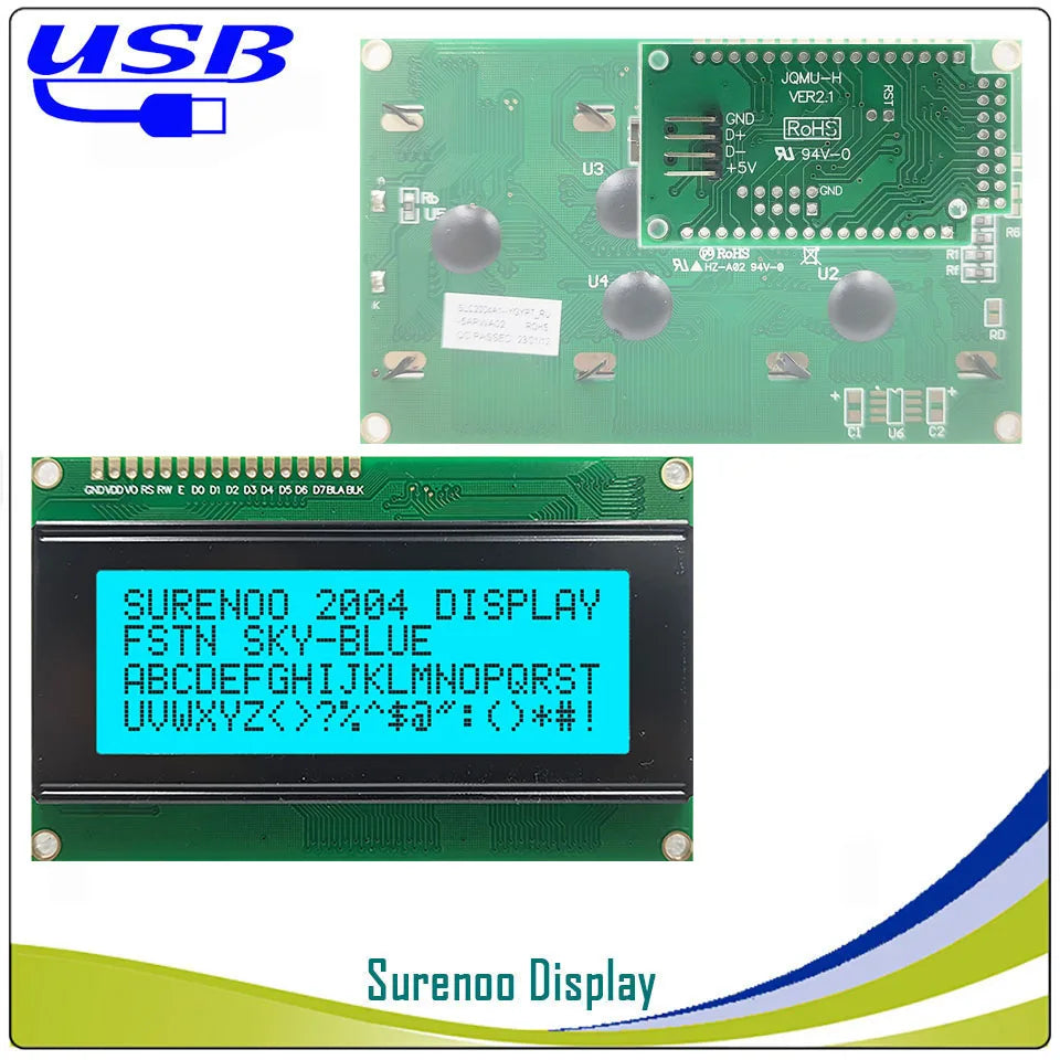 Surenoo LCD2USB USB 204 20X4 2004 Character LCD Module Display Screen Panel sutible LCD Smartie & AIDA64 for DIY PC