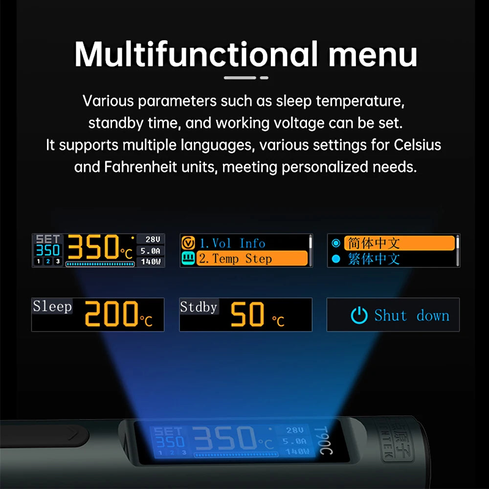 ALIENTEK T90 Soldering Iron PD3.1 140W Adjustable Temperature 80-450℃ Precision Welding Solder Kit T245 T210 Welding Tool