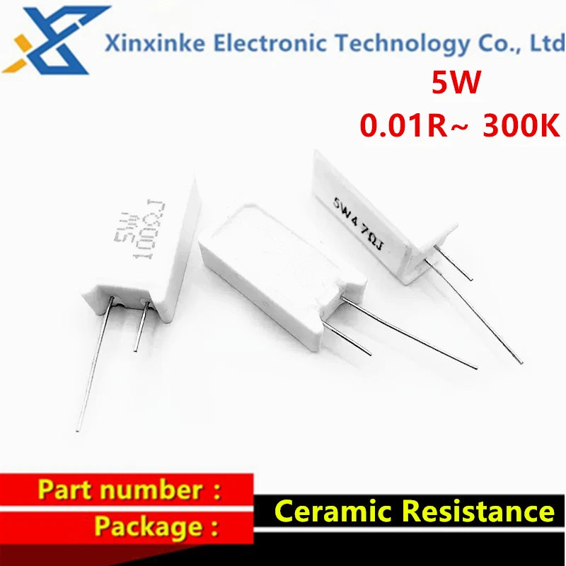 5PCS RX27 5W 7W 10W Ceramic Resistance Vertical Cement Resistor 0.01R ~ 100K 1 2 3.3 3.9 10 22 47 51 100 680 Ohm 1K 20K 150K