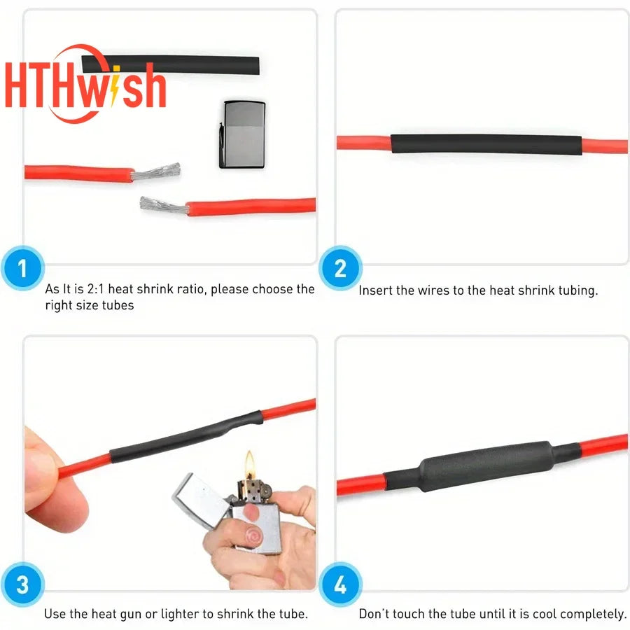 Heat Shrink Wrapping Tube Kit 2:1 Insulation Sleeves for Electrical Cables Wire Connector and DIY Projects