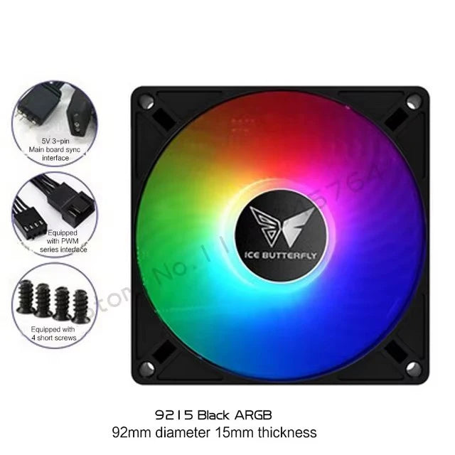 PC Cabinet RGB Fan 9cm Ultra-Thin 9215 9225 15mm 25mm Slim ITX Case Cooler Fans 5V 3Pin ARGB+ 4Pin PWM Control Black White