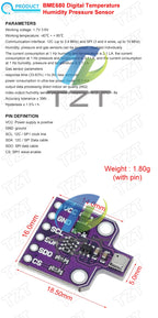 TZT 1/3PCS CJMCU-680 BME680 Digital Temperature Humidity Pressure Sensors High Altitude Detection Module For Arduino