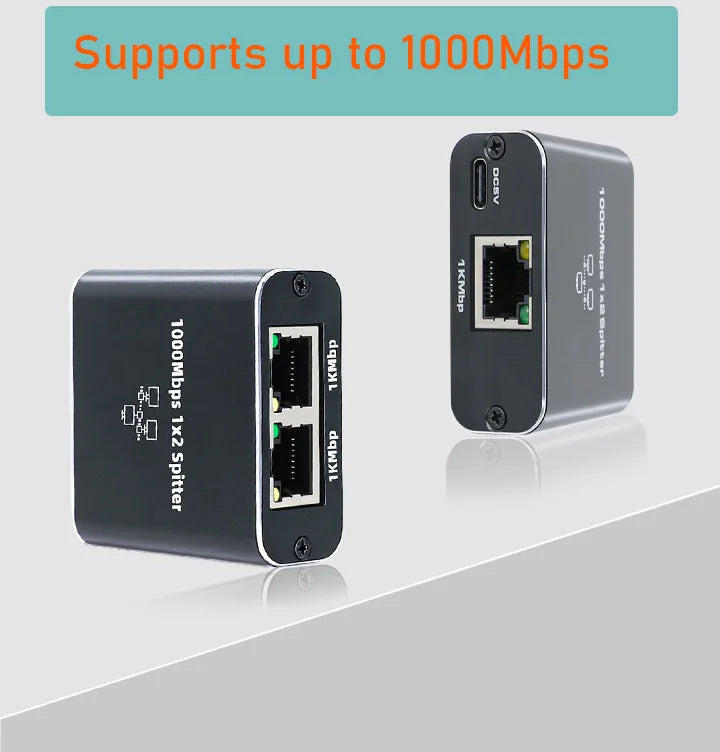 RJ45 Splitter 1 to 2 Ethernet Adapter Internet Network Cable Extender RJ45 Gigabit Connector Coupler for PC TV Box Router Cat6