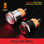 LANBOO LB16A Device Button Switch Chrome Plating/Aluminum Oxide Black/Optional 1NO1NC/5 Pin Latching/Momentary Optional