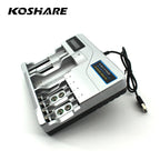 KOSHARE LED Smart Battery Charger For AA AAA Ni-MH Ni-Cd 9V Batteries 18650/16340/14500/21700 /26650/32650 Lithium Battery