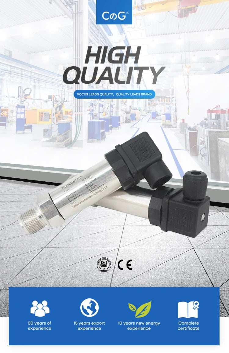 CG Diffused Silicon Pressure Transmitter Thread G 1/4" High Precision Vacuum Hydraulic Oil Pressure Sensor 4-20mA/0-10V Output