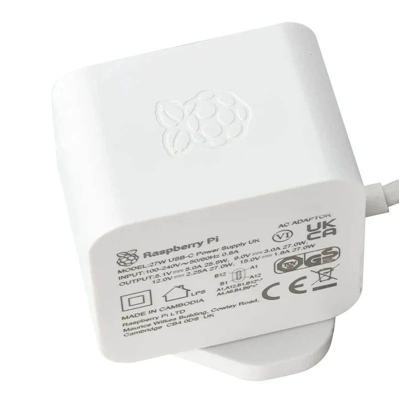 Official Raspberry Pi 27W USB C Power Supply Compatible for PD Charing EU US UK Plug 5.1V 5A for Raspberry Pi 5