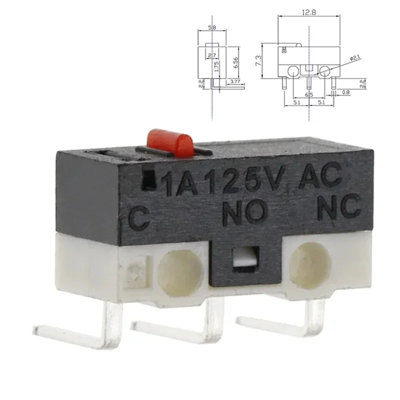 20Pcs Micro Limit Switch 3Pins Long Handle Roller Lever Arm SPDT Momentary Push Button Switch for Mouse DIY Accessories