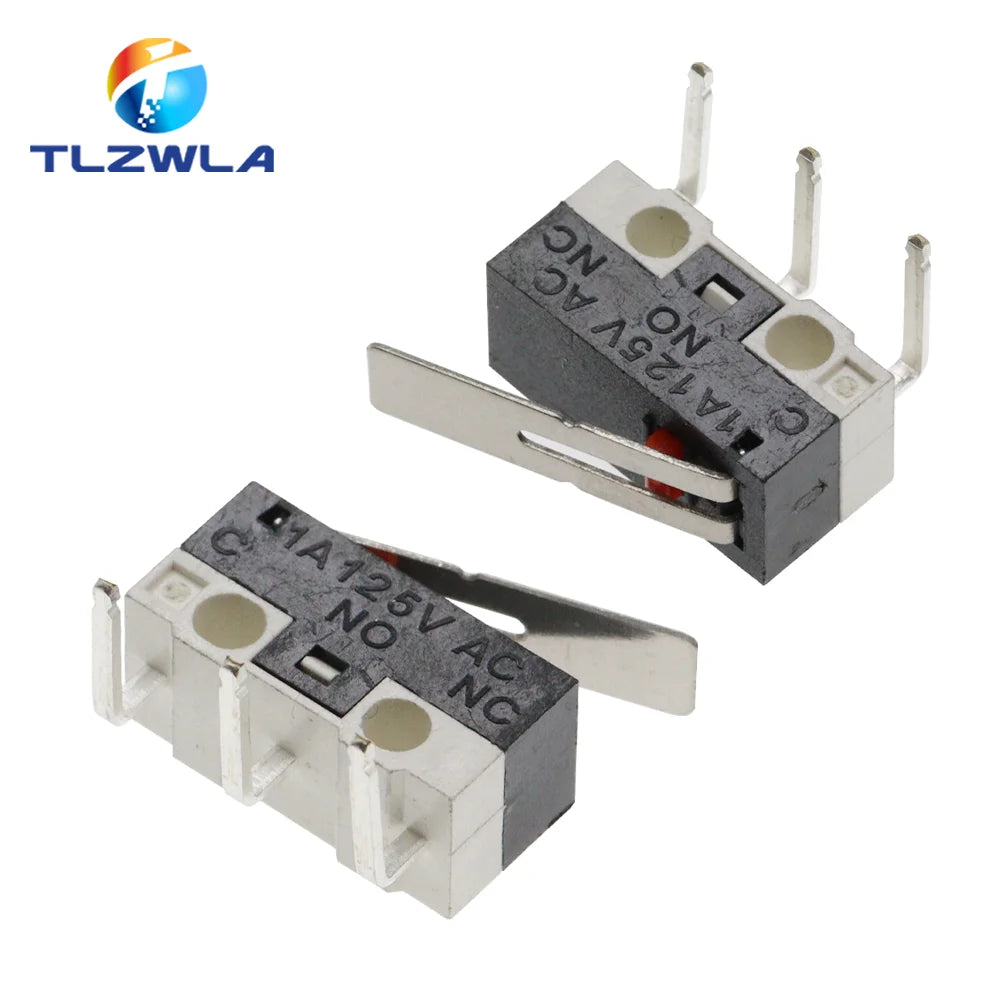 10PCS Micro Limit Switch Momentary Push Button Switch 1A 125V AC Mouse Switch 3Pins Long Handle Roller Lever Arm SPDT 12X6X6MM