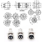 1Set GX16 2/3/4/5/6/7/8/9/10 Pin Male Female 16mm Square Flange Seat Metal Aviation Adapter Socket Plug M16 Soldering Connector