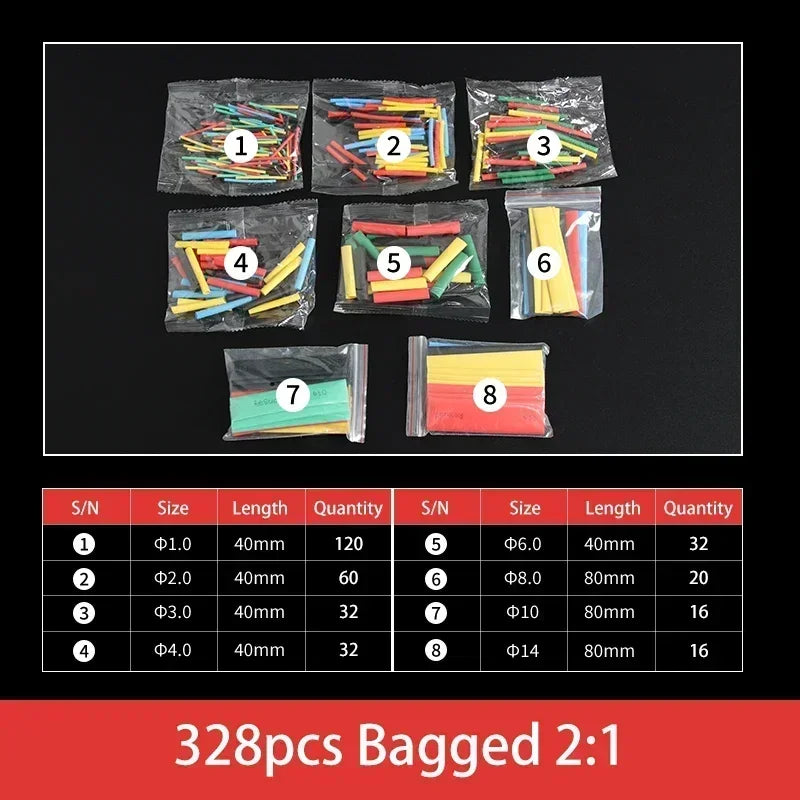 Heat Shrink Tube Kit Thermoresistant 2:1 Shrinkage Tubing Wire Wrapping Electrical Connection Cable Insulation Sleeved Protecter