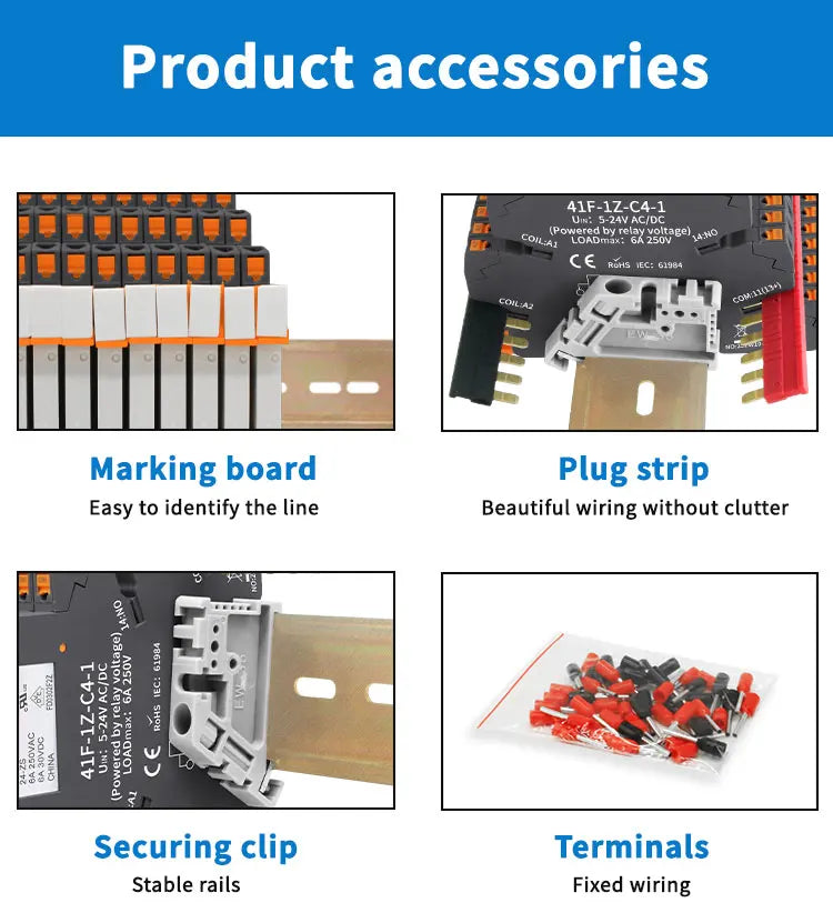 10pcs Slim Relay 5V 12V 24V DIN Rail Mounted Relay Moudle HF 41F SSR 30VDC 250VAC High Frequency Interface Relay With Led 6A