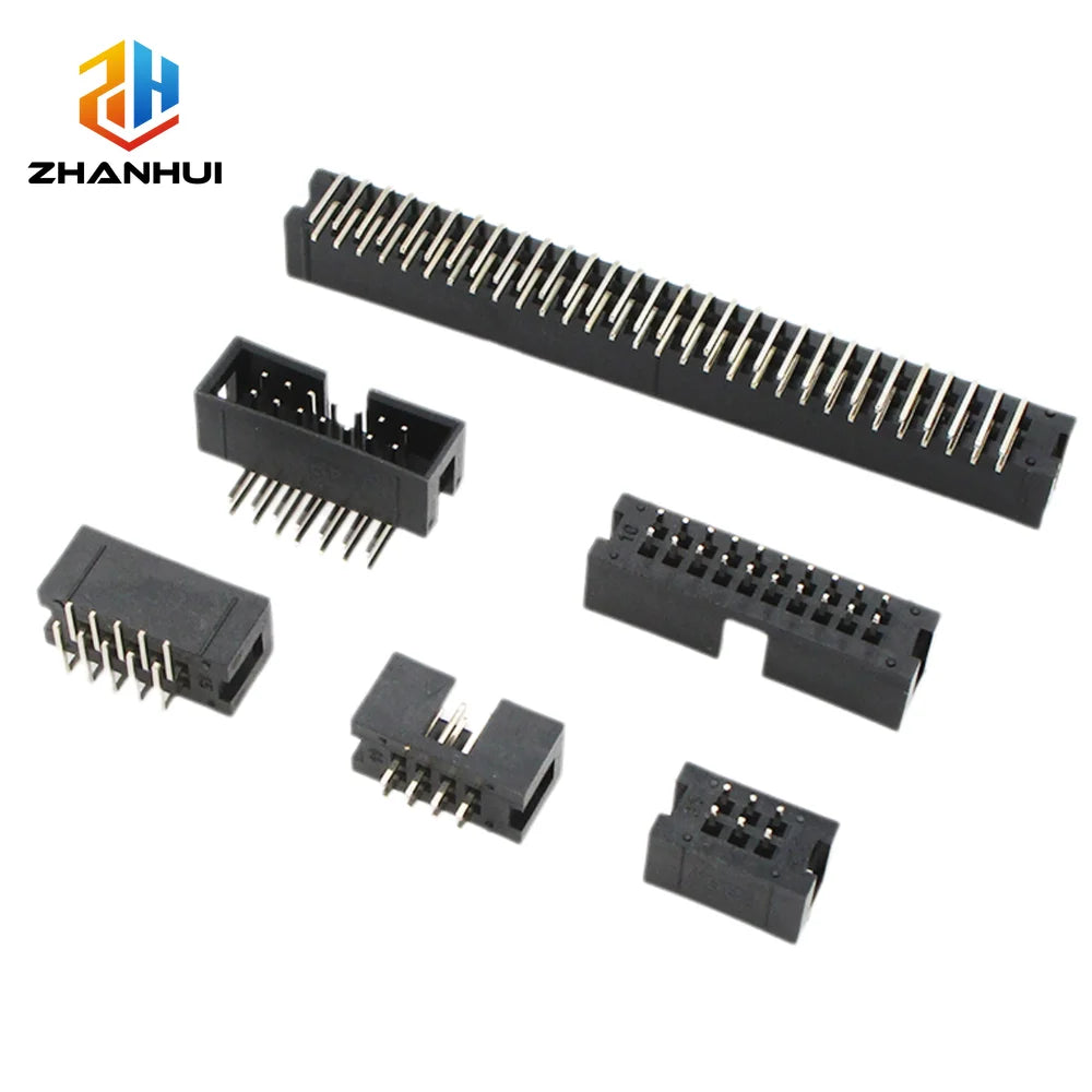 10PCS DC3 2.54mm Pitch Dual Row PCB Header - Male Straight/Right Angle Pin Socket (6P/8P/10P/14P/16P/20P/30P/34P/40P)