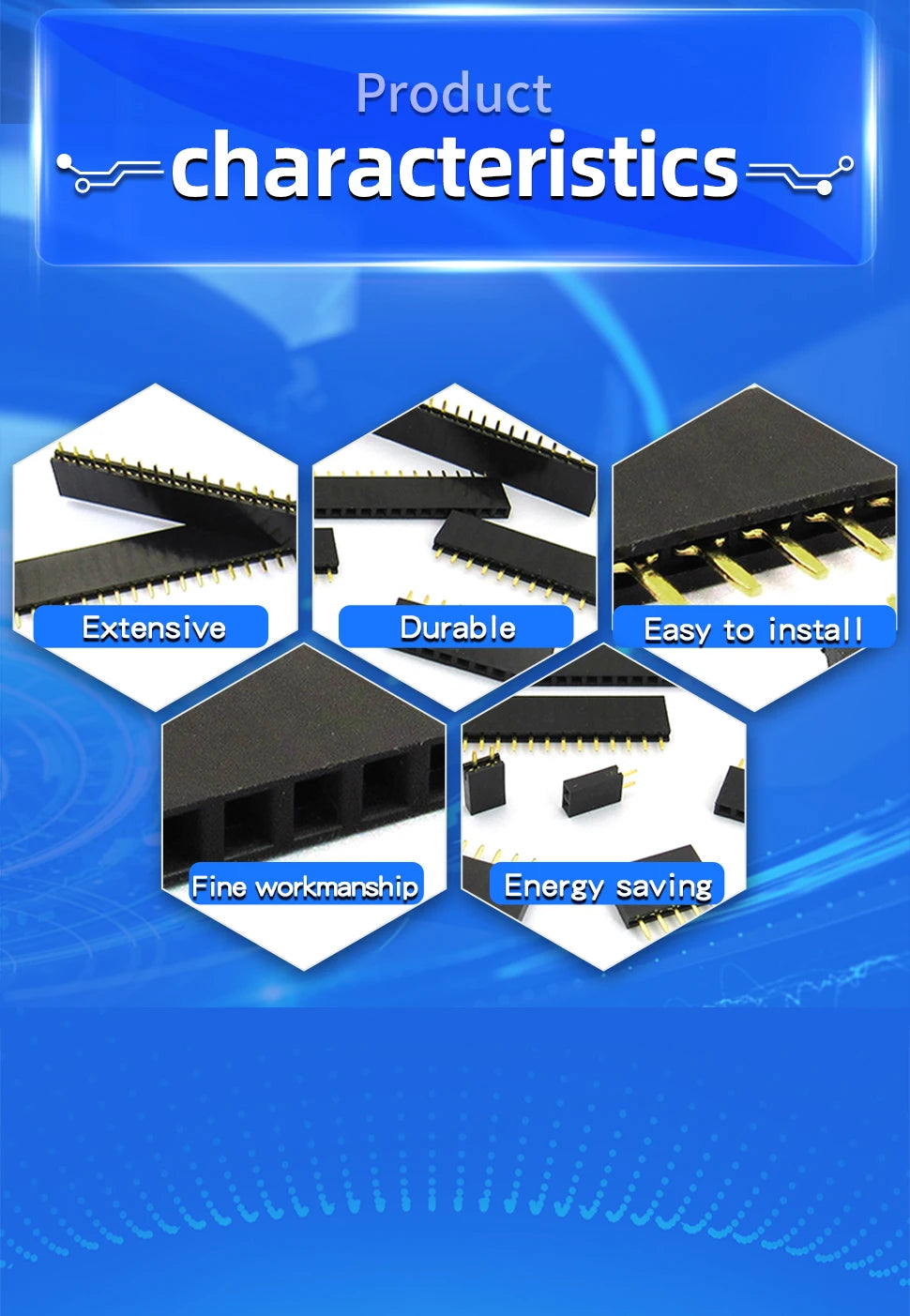 10PCS 2.54mm Pitch Single Row Female 2~13P PCB Socket Board Pin Header Connector Strip Pin Header