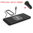 Car Wireless Charger Non-Slip Pad Silicone Fast Charging Wireless Charger for Car for IPhone 15 14 Xiaomi Huawei Samsung S23 S22