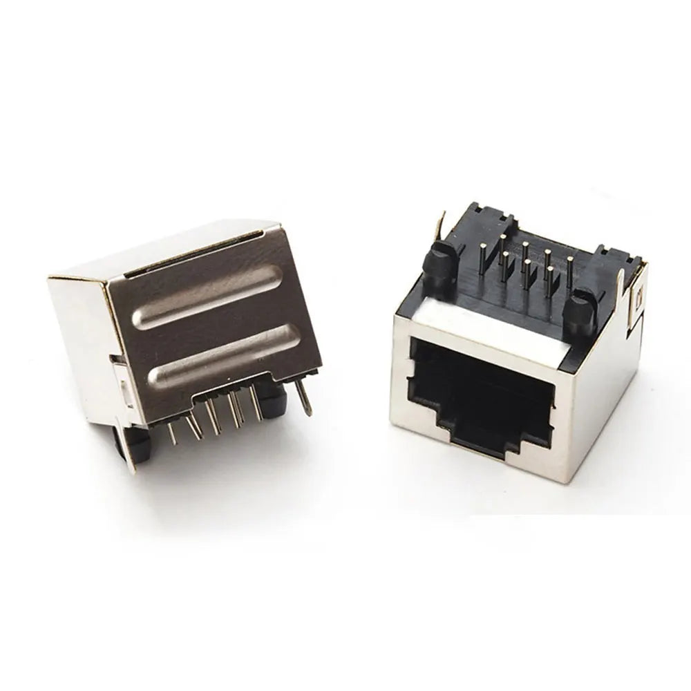 2PCS Metal RJ45 Shield Network Jack 8 Pin PCB SMT/horizontal/vertical Board Female Socket Connector 8P8C