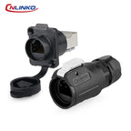 CNLINKO LP16 Waterproof Circular RJ45 Connector 8P8C Male/Female Panel Mount, PBT Push-Pull for Industrial Automation & Marine