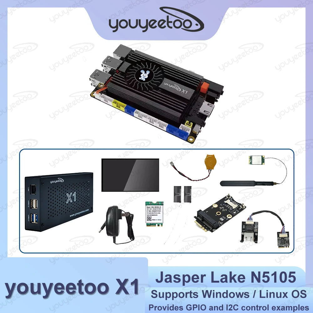 Youyeetoo X1 SBC Intel 11th Gen Jasper Lake N5105 Development Board X86 Computer Windows 10/11 Pro Ubuntu OS Support WiFi 6,NFC
