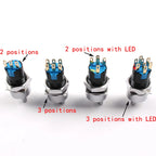 16/19/22mm, Metal Rotary Switch, Selected Toggle Switch With LED 12-24V, 2 Positions / 3 Position Waterproof