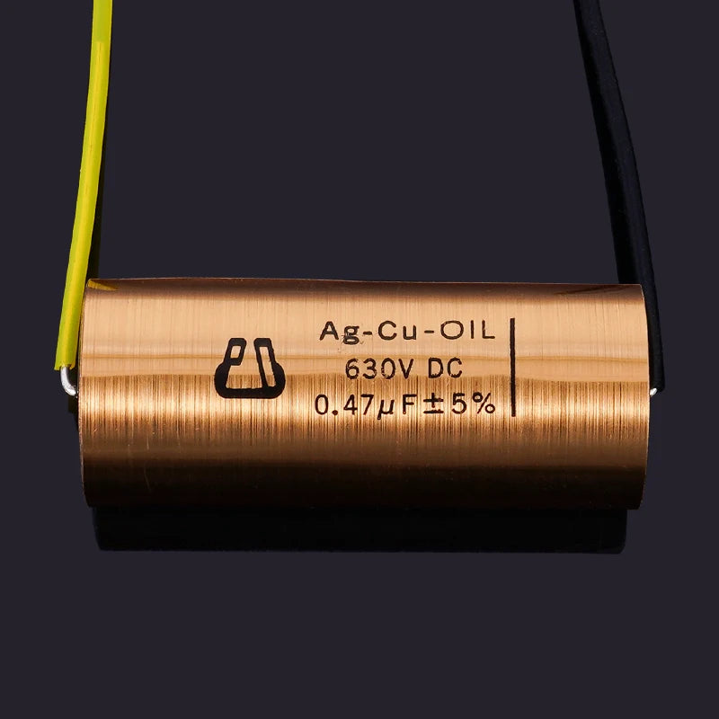 1pcs Copper foil Oil-Impregnated Silver Pin Polar Capacitor HIFI Audio DIY Grinding Mill Frequency Division Coupling MKP
