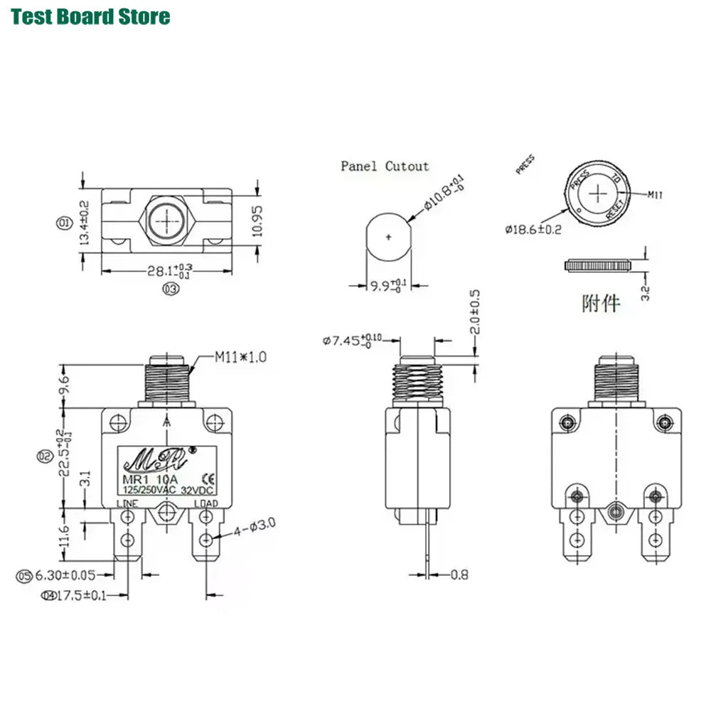2/5Pcs Circuit Breaker Overload Protector Switch Fuse 3A 4A 5A 6A 7A 8A 10A 12A 15A 20A Resettable With & Without Waterproof Cap