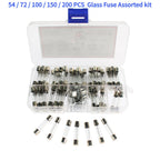 54/72/100/150/200PCS Fuse Assorted kit 5x20mm,6x30mm Quick Blow Glass Tube 0.2A-30A Blow Glass Fuse 10and 15Value electronics ﻿