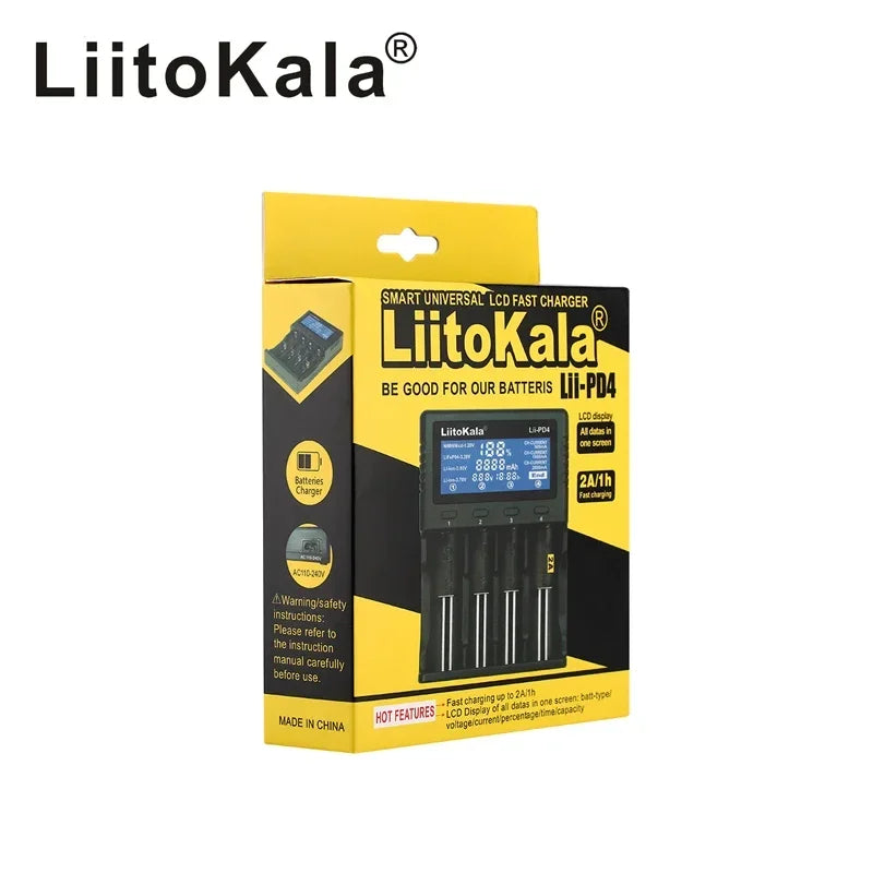 LiitoKala Lii-PD2 Lii-PD4 LCD Lipo Battery Charger For 21700 20700 18650 18350 26650 22650 14500 NiMH Smart Full Automatic Stop