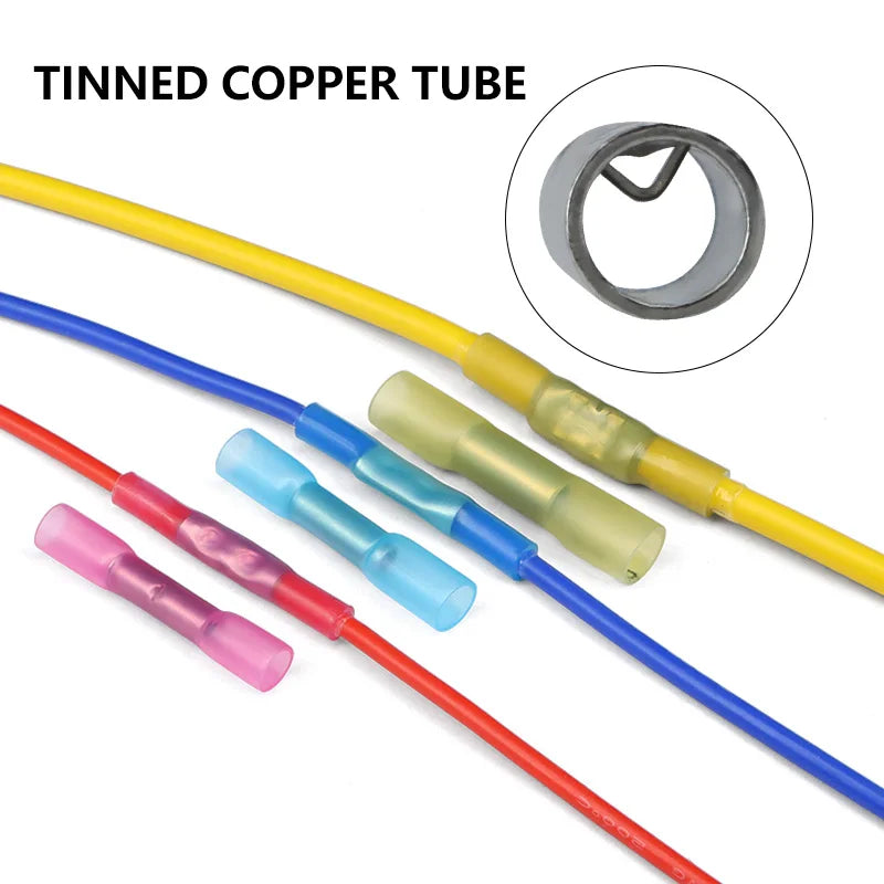 10-1000Pcs BHT0.5/BHT1.25/BHT2/BHT5 Butt Crimp Copper Tube Terminals 0.3-6 Heat Shrinkable Cable Insulation Waterproof Connector