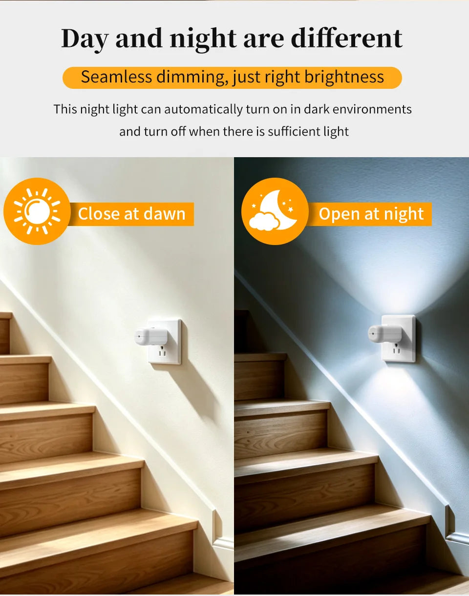 1/2/3/4pcs EU/US Plug LED Night Light Plug in Dusk To Dawn Sensor Auto on Off Rotatable Soft Light for Kids Room Kitchen Hallway