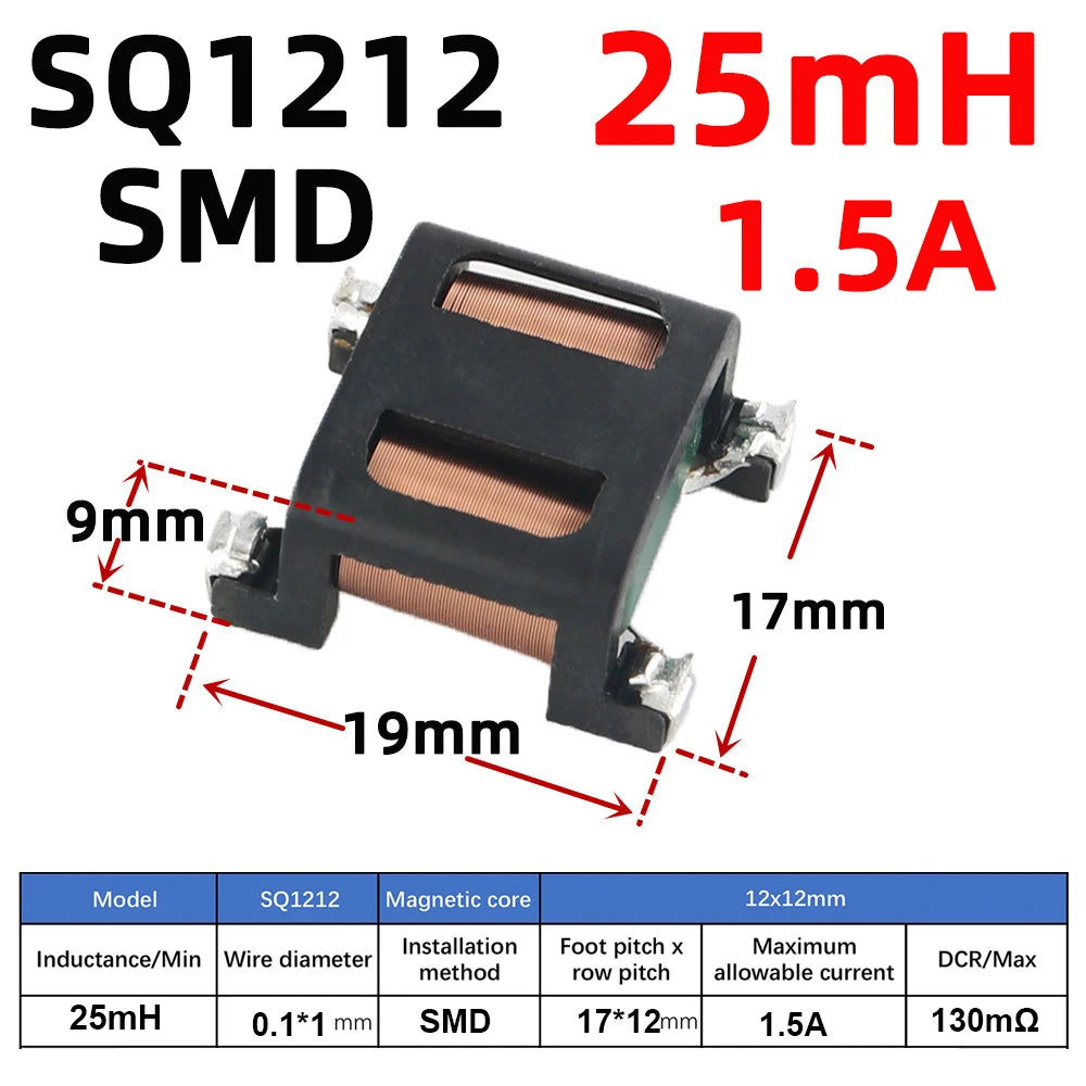 2pcs SQ Flat Copper Wire EMI Filter Inductor Common Mode Inductance Square Ferrite Core Coil 5mH 10mH 15mH 20mH 25mH 28mH SQ1918