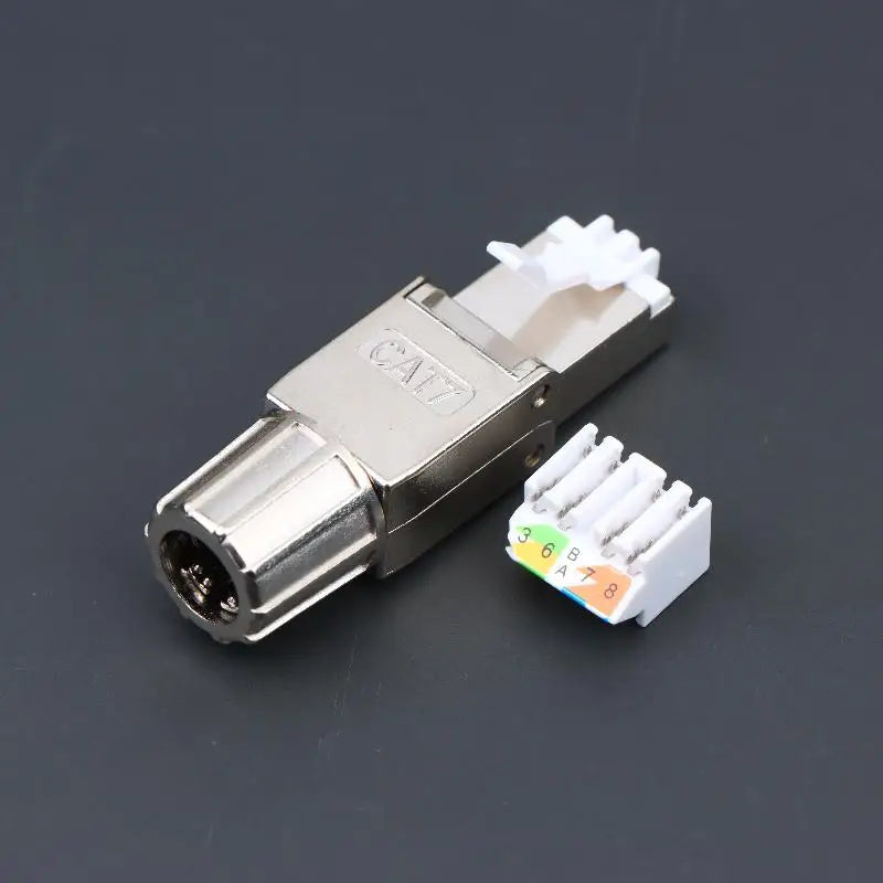1Pc Zinc Alloy Shielded Ethernet Termination Plugs Cat7 Cat6A Cat8 RJ45 Connector Tool-Free