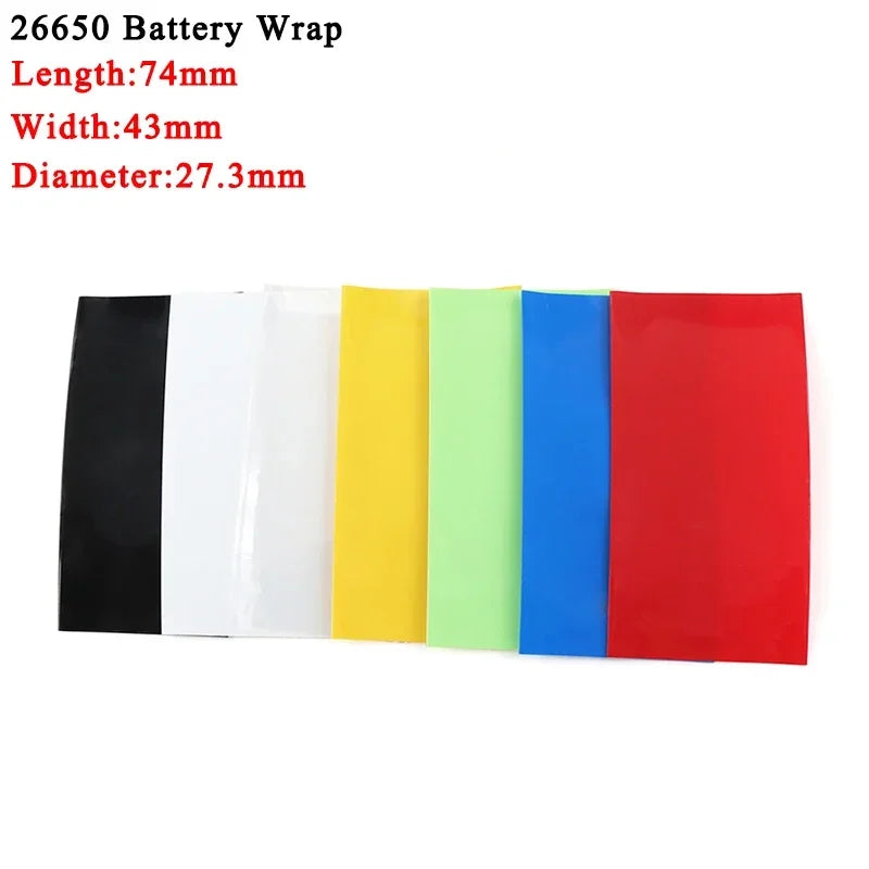 18650/21700/26650 Lipo Battery Wrap 20/50/100/300pcs PVC Heat Shrink Tube Precut Insulated Film Cover Lipo Battery Sleeve Casing