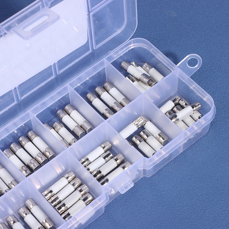 100Pcs Boxed Ceramic Fuse Cartridge 5MM X 20MM Slow Blow T 0.25A 0.5A 1A 2A 3A 5A 8A 10A 15A 20A 250V Ceramic Fuse