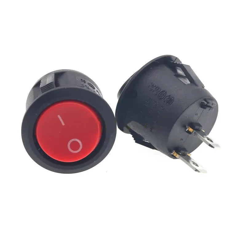 5/20pcs Round Rocker Power Switch 6A 250V 2 Pin 2 Position ON OFF Boat Toggle Switches SPST Black Button Mini Round