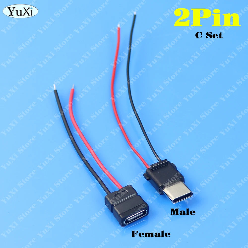 USB Type-C Waterproof Connector Male Female 2Pin Fast Charging Jack Port USB-C 4Pin Charger Plug Data Transmission Cable 3A 5V