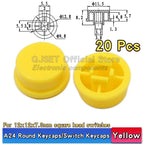 20 Pcs Tactile Pushbutton Switch 12*12*7.3MM Micro Switch Pushbutton A14 A24 Pushbutton Cover 12x12x7.3MM Square Head Pushbutton